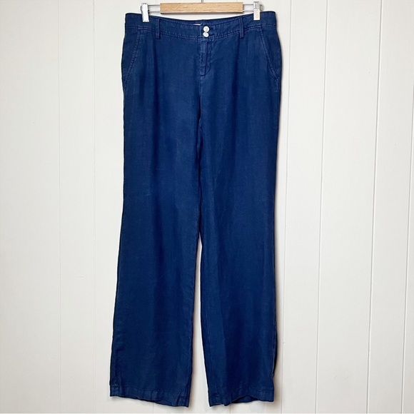 Lilly Pulitzer 100% Linen Straight Leg Pants 8 navy blue casual full length - Picture 12 of 12